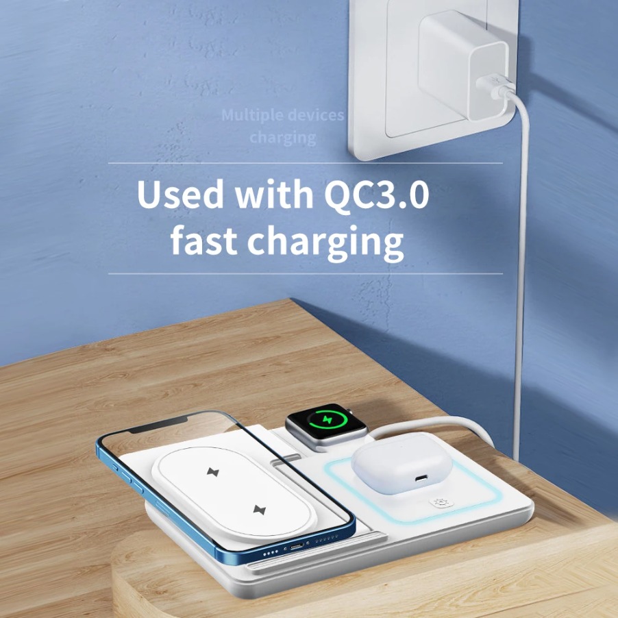 3 in 1 Foldable Night LED Ligh - Wireless Charger Watch recension och pris