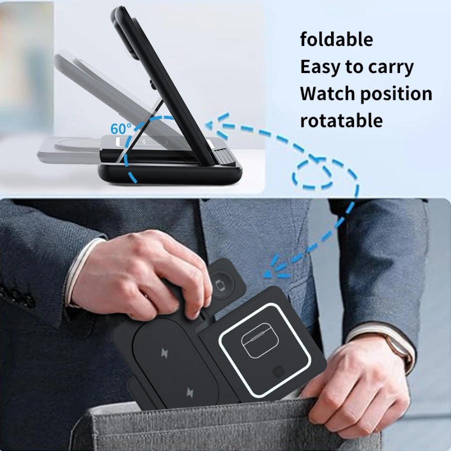3 in 1 Foldable Night LED Ligh - Wireless Charger Watch recension och pris